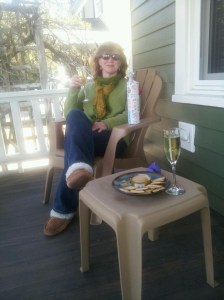 Bren enjoying some "nibbles" on her front porch in Elizabeth City, NC
